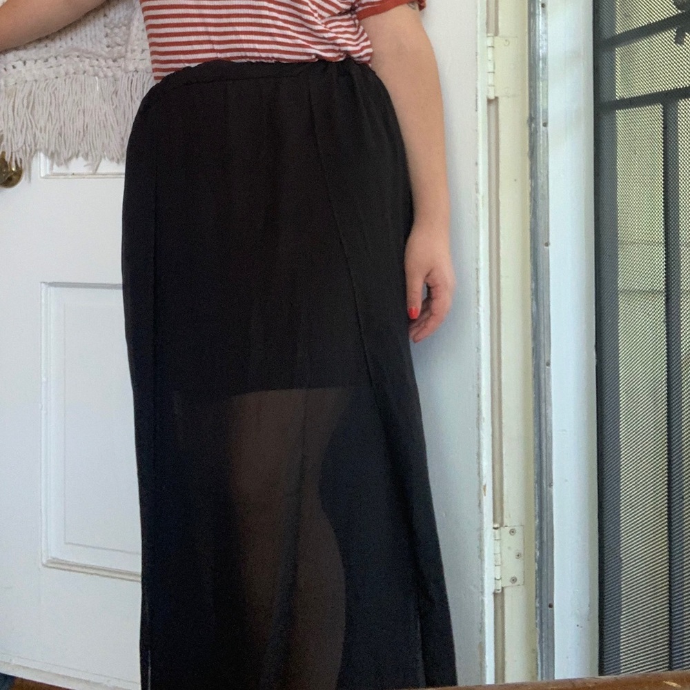 Pure Energy sheer black maxi skirt 1x